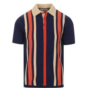Madcap England Mens Farlowe Mod Stripe Knit Polo Top